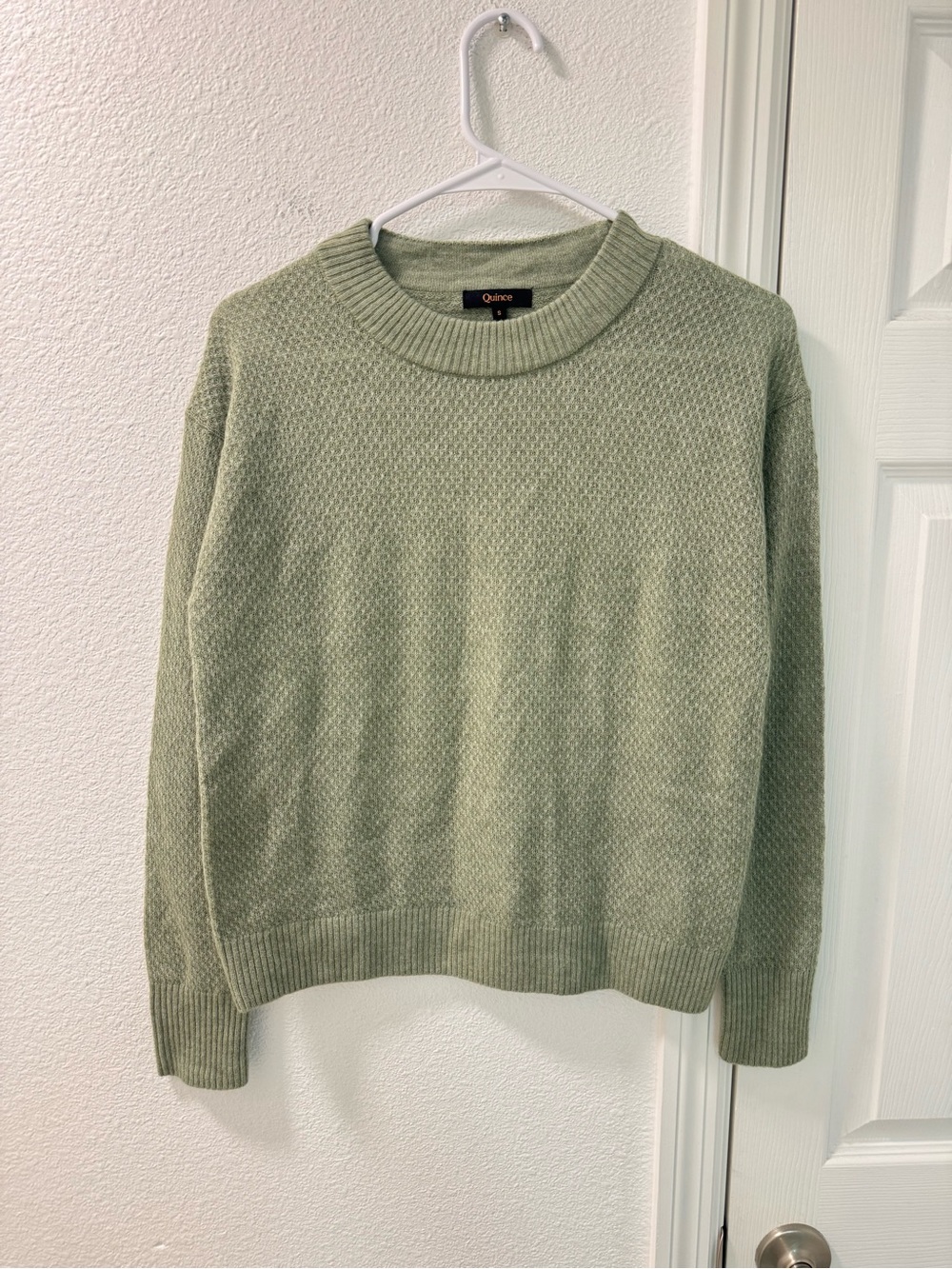 Quince Baby Alpaca-Wool Diamond Stitch Crew longsleeve size small green - Picture 6 of 6